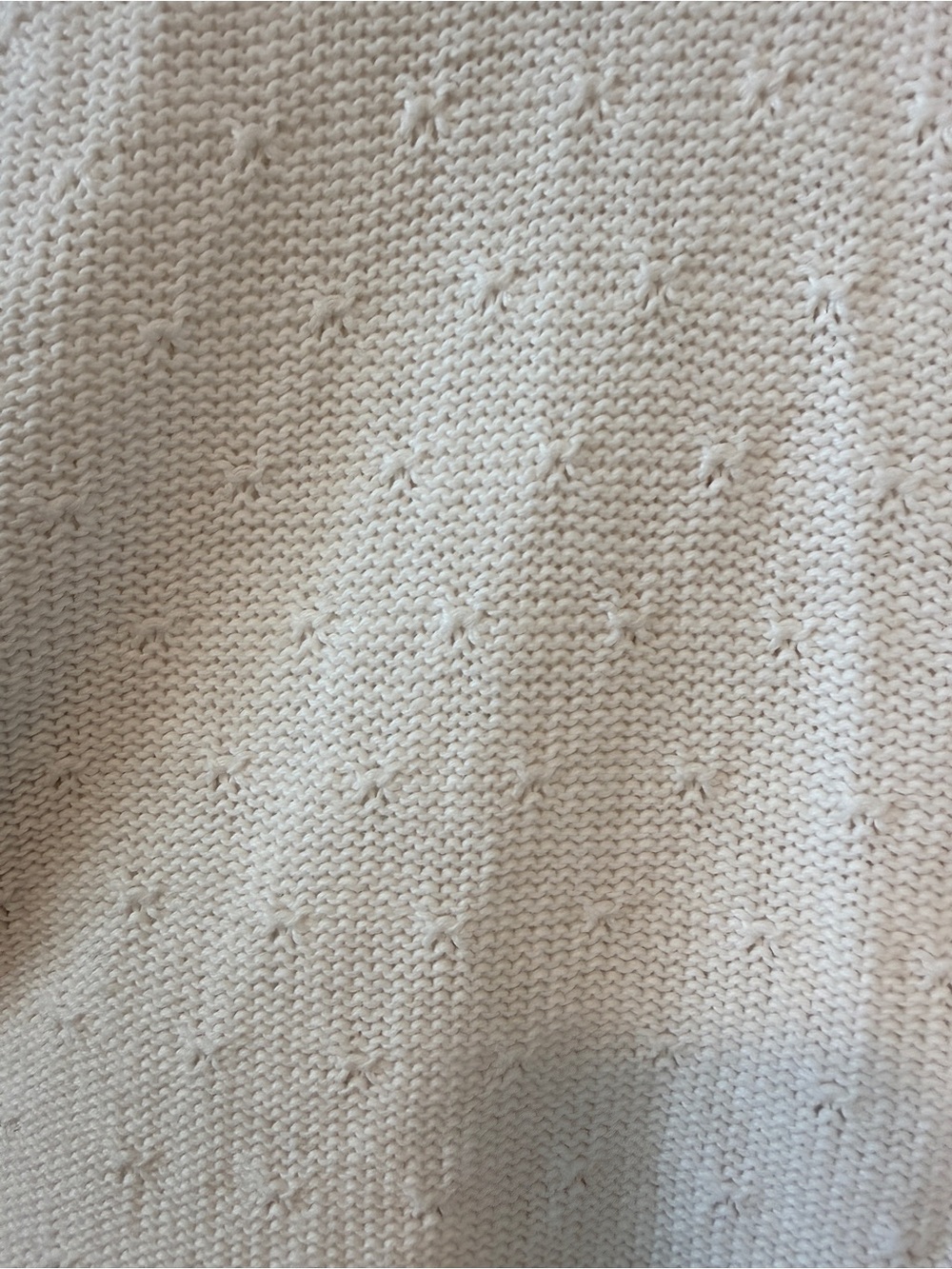 Vintage Classic White Cotton Ramie Pointelle Knit Cardigan Sweater Medium Large - Picture 3 of 8